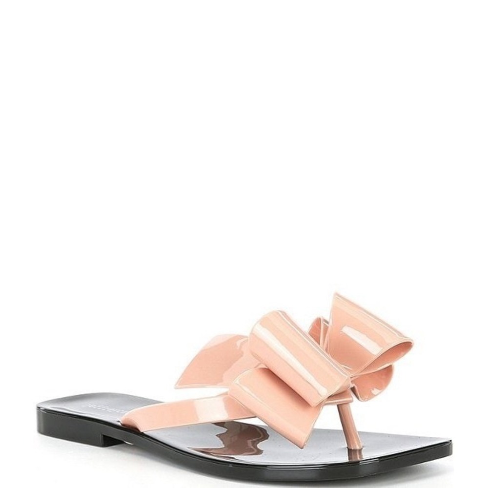 Jeffrey Campbell Sugary Jelly Sandals 8 Pink Bow Thong Square Toe Y2K